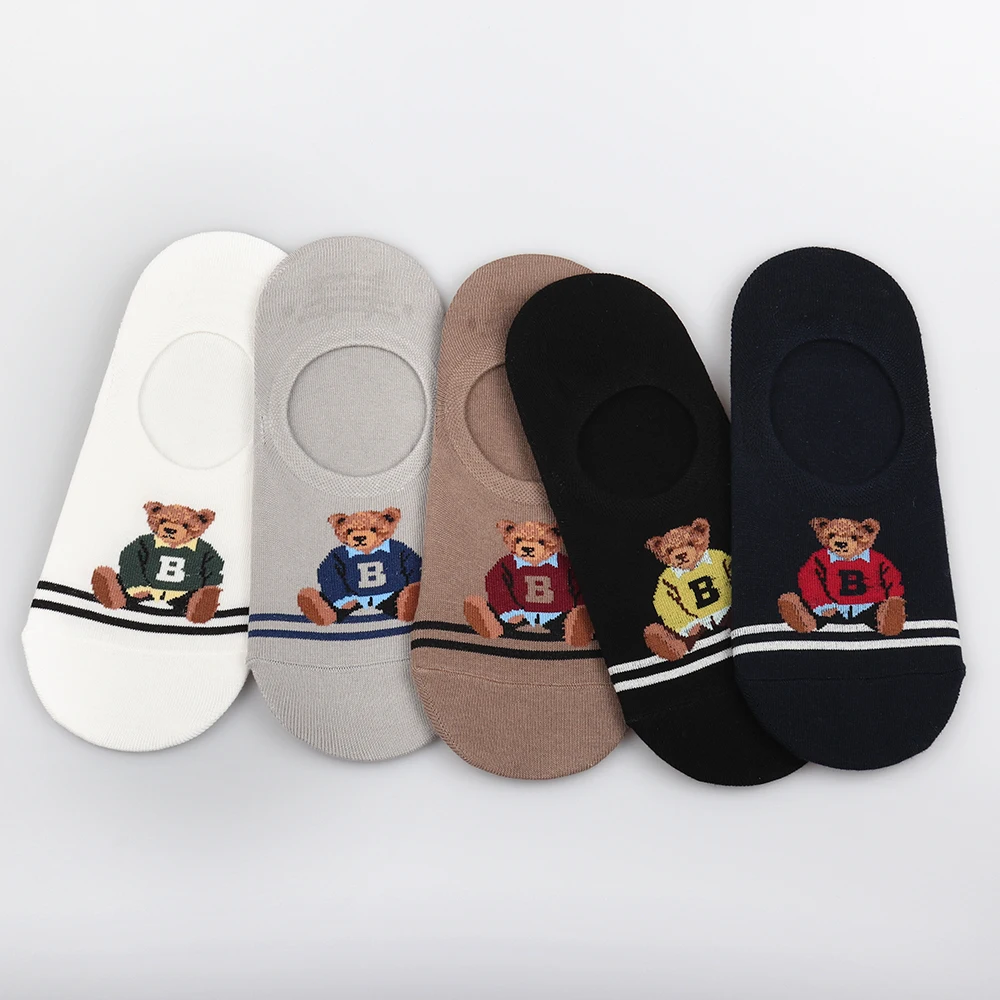 Top Trends: Women Socks Cotton Summer Cute Bear Lady Ankle Boat Socks For Women Non-slip Silicone Invisible Casual Breathable Slippers Girl Shoppable Styles