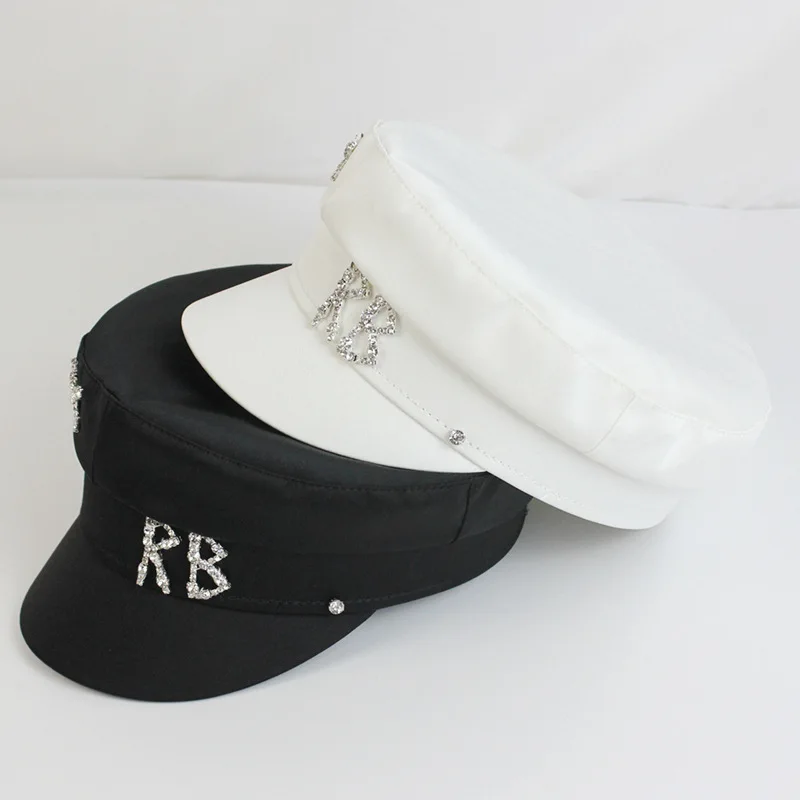 Top Trends: Brand Designer Satin Diamond R B Letter Newsboy Caps Women Flat Militray Hat Adjustable Women Beret Hats Gorras Mujer Shoppable Styles