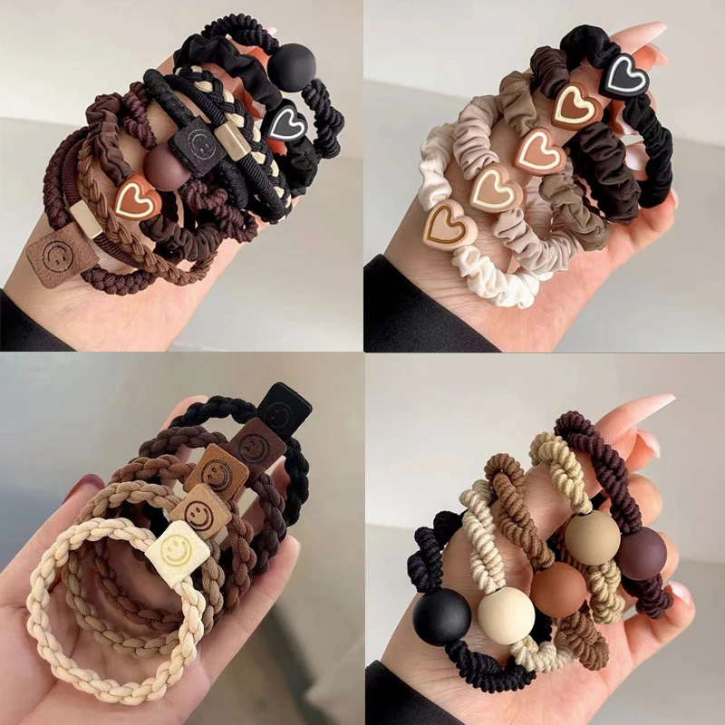 Top Trends: 5PCS Elastic Hair Bands For Women Girls Scrunchies Pack Hair Accessories Hair Ties Gum Rope Hairband Ponytail Holder Headwear Shoppable Styles