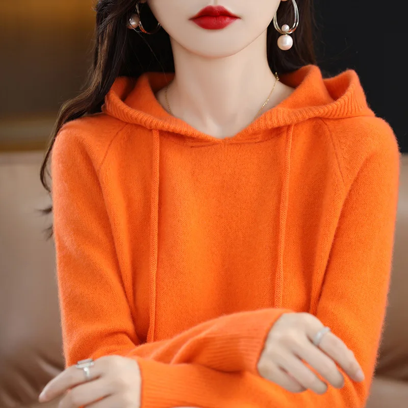 Top Trends: YSZWDBLX Women Pullover Sweater Hooded Jumper Korean Loose Solid Long Sleeve Casual Autumn Winter Thick Warm Knitted Sweaters Shoppable Styles - Image 6