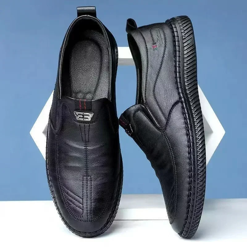 Top Trends: Business Leather Men Shoes Summer Slip On Loafers Breathable Men Casual Leather Soft Shoes Black Flats Driving Shoes Moccasins Shoppable Styles