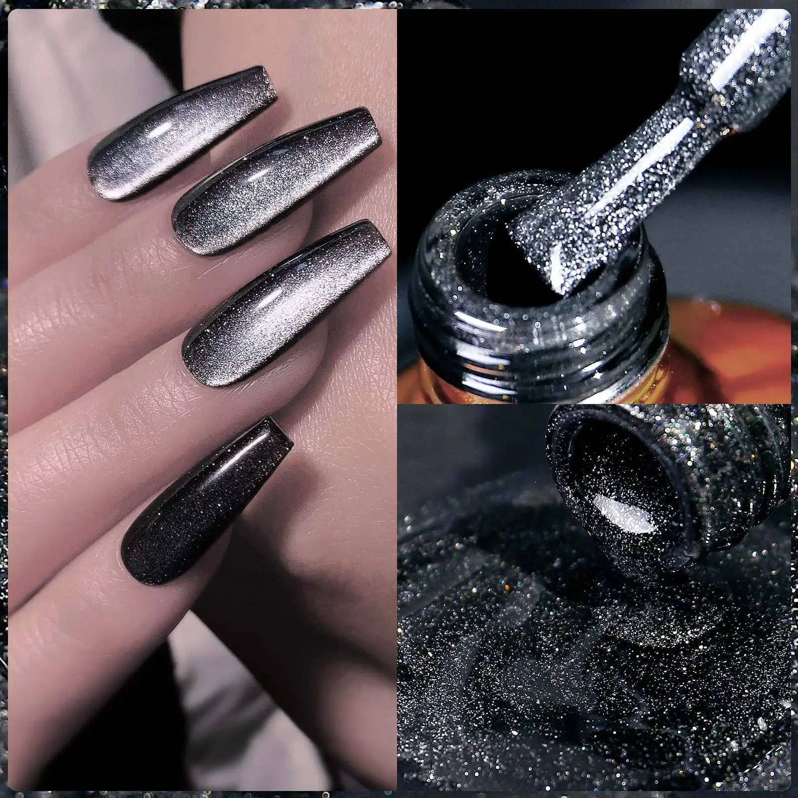 Top Trends: Black Crystal Magnetic Cat Eye Gel Sparkling Glitter Nail Polish Semi Permanent Nail Decoration Soak Off LED UV Gel Varnishes Shoppable Styles