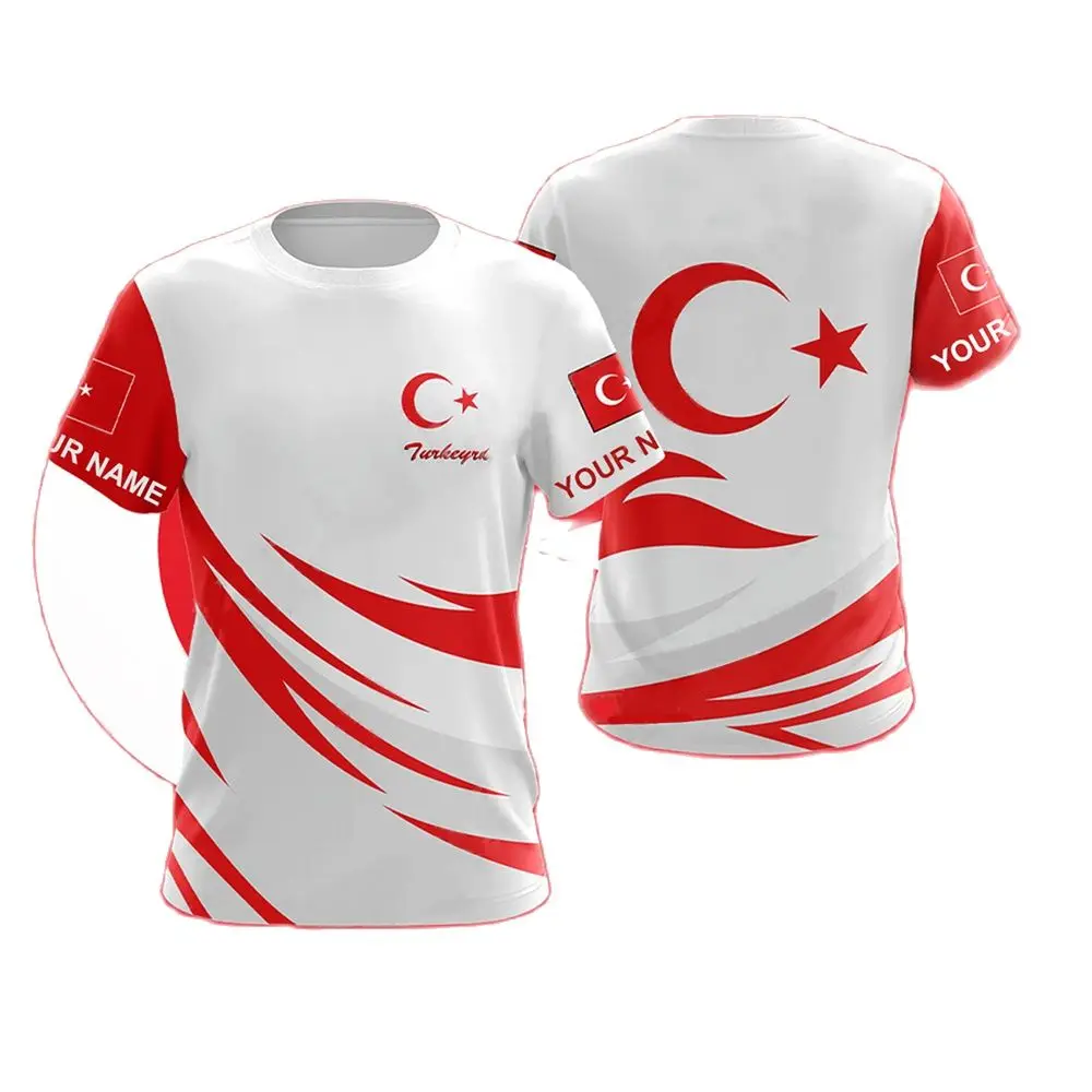 Top Trends: Turkish Men's T-Shirts Fashion Short Sleeve Tops Turkish Flag Print Shirts Summer Round Neck Oversized Men's Clothing Camisa Shoppable Styles