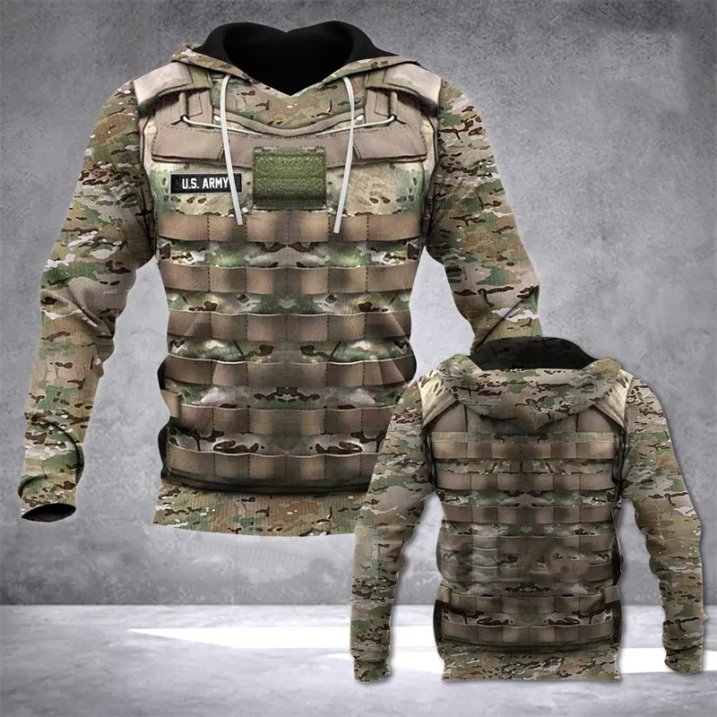 Top Trends: Army Camouflage Printed Hoodie For Men Soldier Uniform Autumn Winter Oversized Hooded Sweatshirt Unisex Casual Sportswear Tops Shoppable Styles