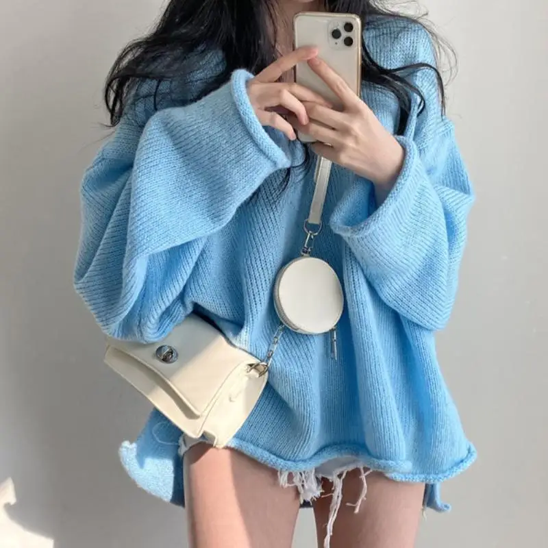 Top Trends: Women Sweater Korean Sweet Fashion Loose V-neck Full Autumn Spring Oversized Sweater Women Lovely All-match Shoppable Styles