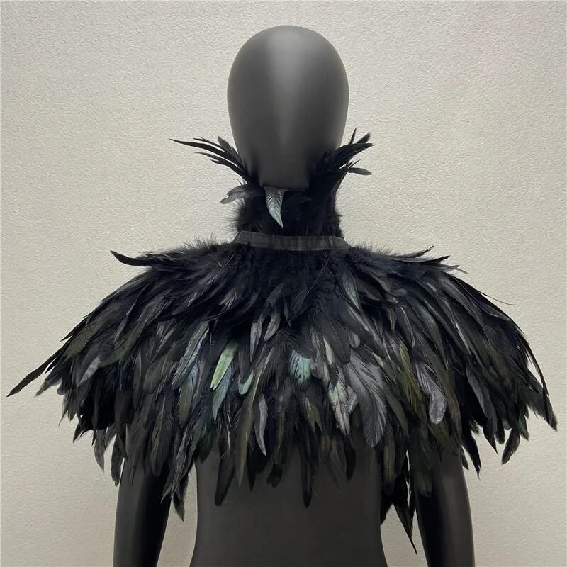 Top Trends: Shoulder Cape For Women Cloak Party Coat Feather Punk Gothic Coat Woman Prom Clothes Shawl Feather Halloween Coats Jackets Shoppable Styles