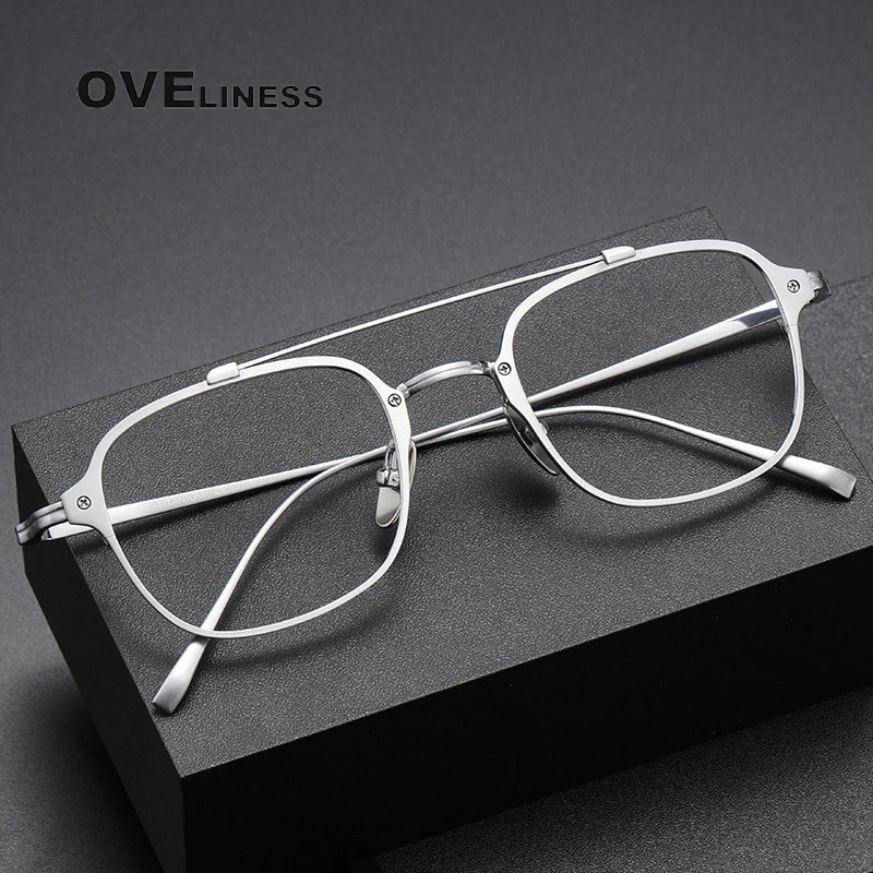 Top Trends: Pure Titanium Glasses Frame For Men Retro Square Prescription Full Eyeglasses Frames Women 2023 Vintage Myopia Optical Eyewear Shoppable Styles