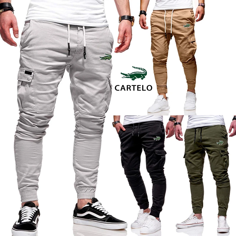 Top Trends: 2023 Autumn New Elastic Waist Pockets Drawstring Pencil Pants Man Fashion Jogging Cargo Pants Running Trousers Brand Clothing Shoppable Styles