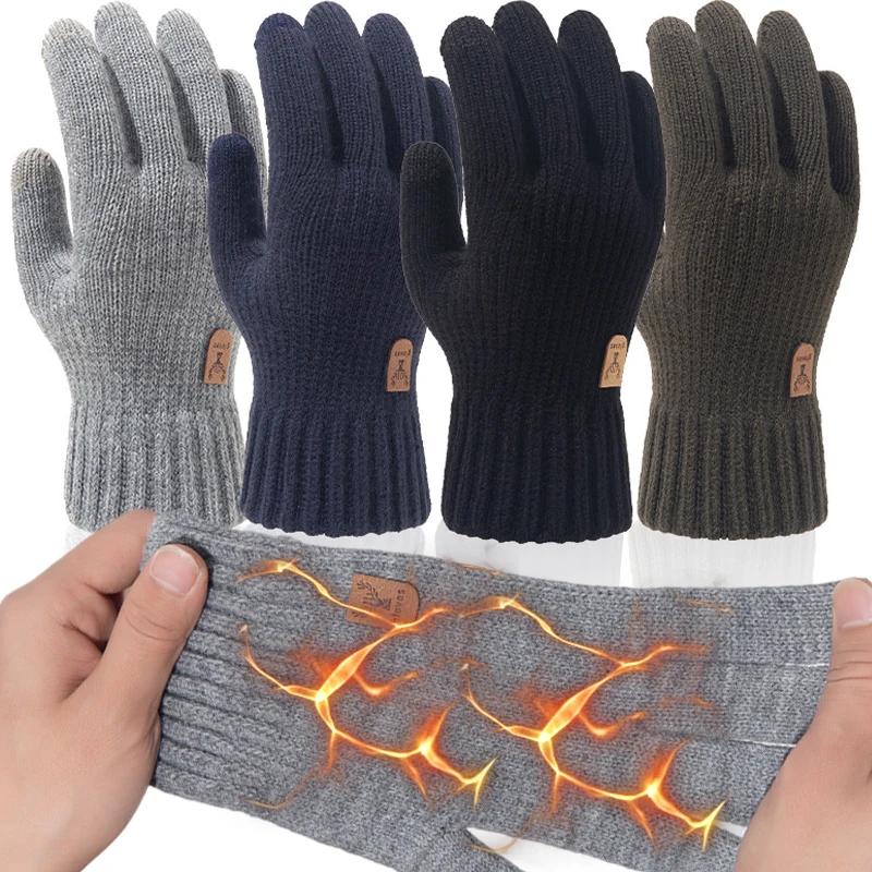 Top Trends: Winter Warm Five Finger Mittens Fashion New Cashmere Gloves Men Outdoors Skiing Cycling Motorcycle Cold-proof Fingering Glove Shoppable Styles