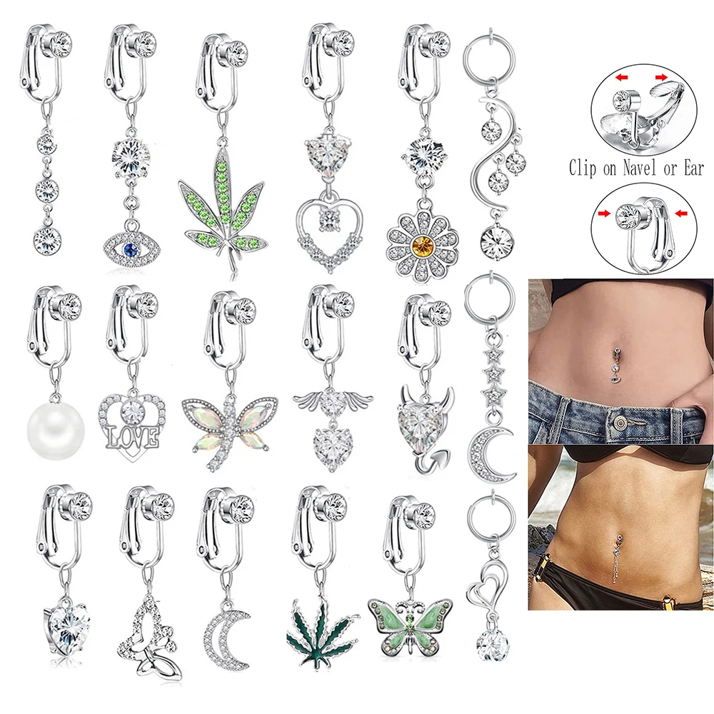 Top Trends: Stainless Steel Fake Belly Ring Butterfly Dangling Long Fake Belly Piercing Clip Umbilical Navel Belly Non Piercing Body Jewelry Shoppable Styles