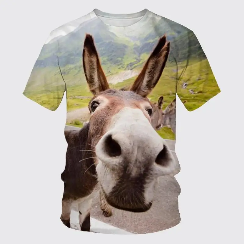 Top Trends: Summer New Hip -Hop Funny Men's T -shirt, Cute Iittle Donkey 3D Printing Animal Round Collar Tees Short -Sleeved Cool Dry Tops. Shoppable Styles