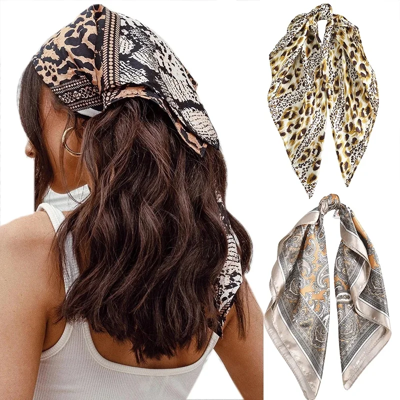 Top Trends: Haimeikang 60*60cm Square Silk Scarf Women Headband Fashion Print Neck Scarfs Office Hair Band Hand Kerchief Female Bandana Shoppable Styles