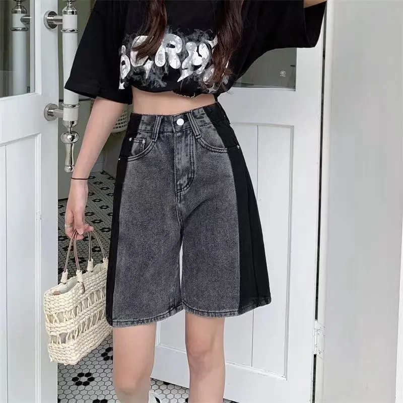 Top Trends: 5XL Plus Size Denim Shorts Women Summer Fashion Design High Waist Half Pants Loose Wide-leg Jeans Pants Grey Trendy Streetwear Shoppable Styles