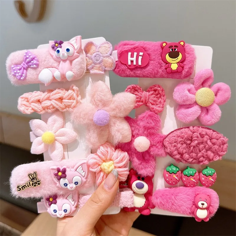 Top Trends: 8PCS / Set Cute Plush Cartoon Hair Clips Hairpin Girls Kids Flower Bow Hair Barrettes Clips Hairgrip Hair Accessories Winte Shoppable Styles