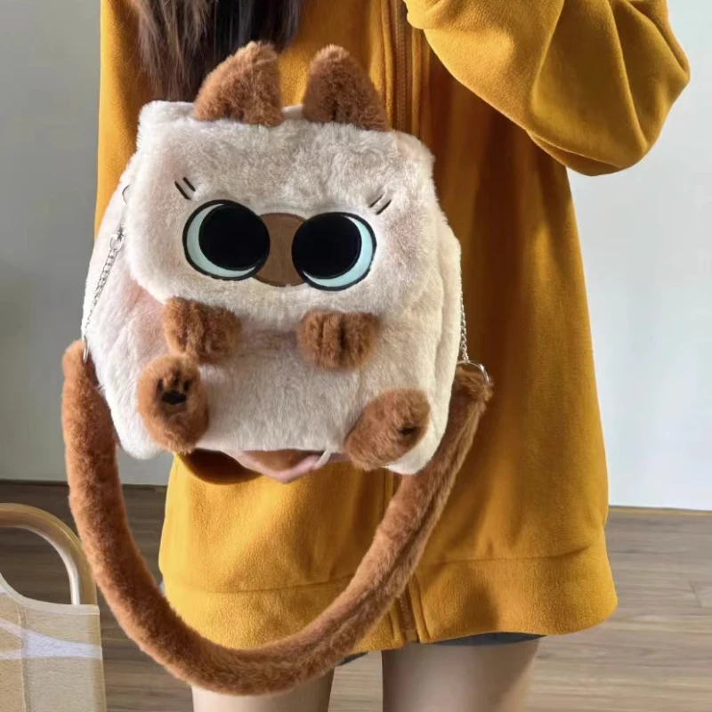 Top Trends: Plush Cartoon Cat Doll Backpack Simplicity Large Capacity Campus Bag Commuting Flip Cover Diagonal Span Bag Soft Shopping Bag Shoppable Styles