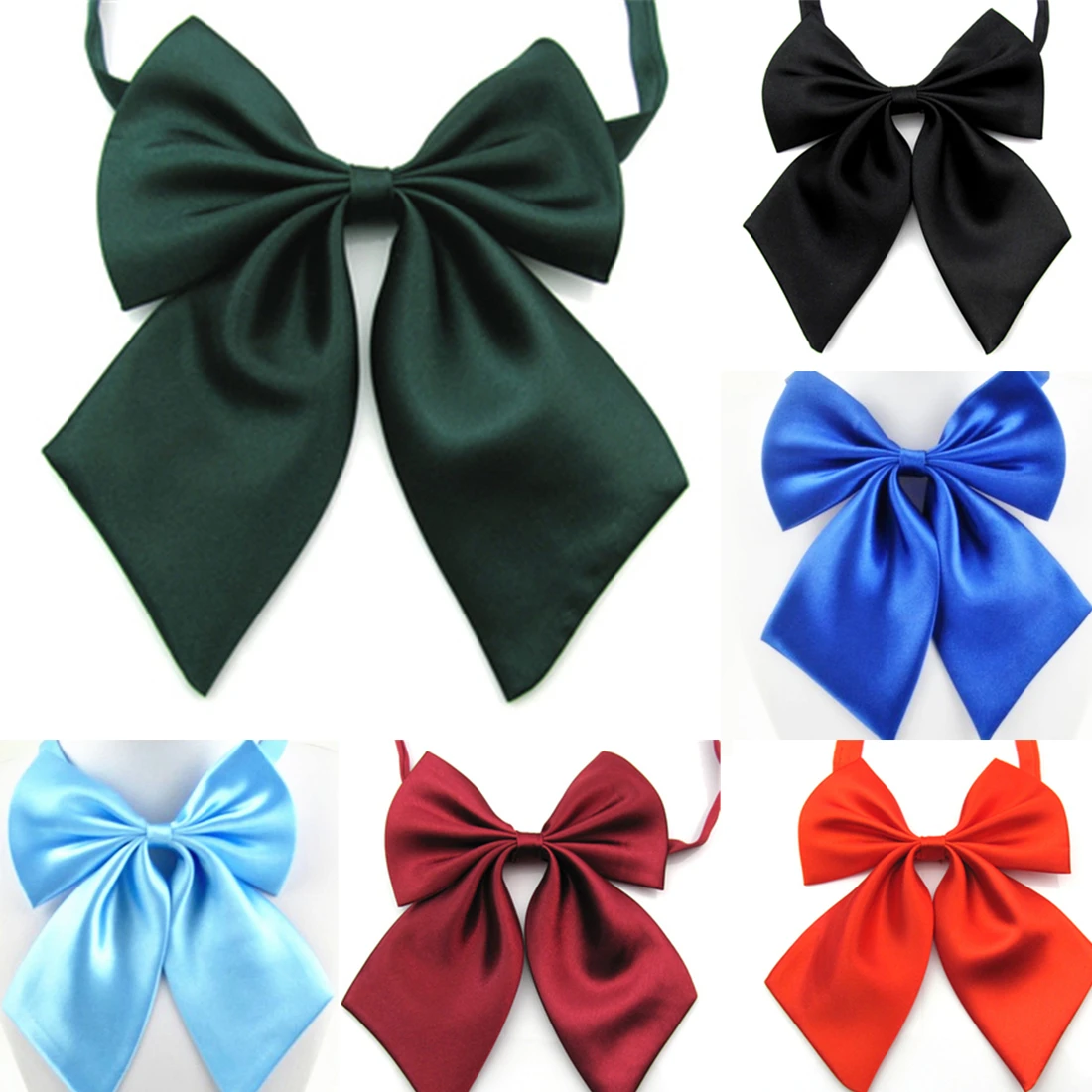 Top Trends: 1 Pcs Female Bow Ties Girls Student Hotel Clerk Waitress Neck Wear Silk Ties Women Fashion Cravat Red Black Butterfly Ties Shoppable Styles