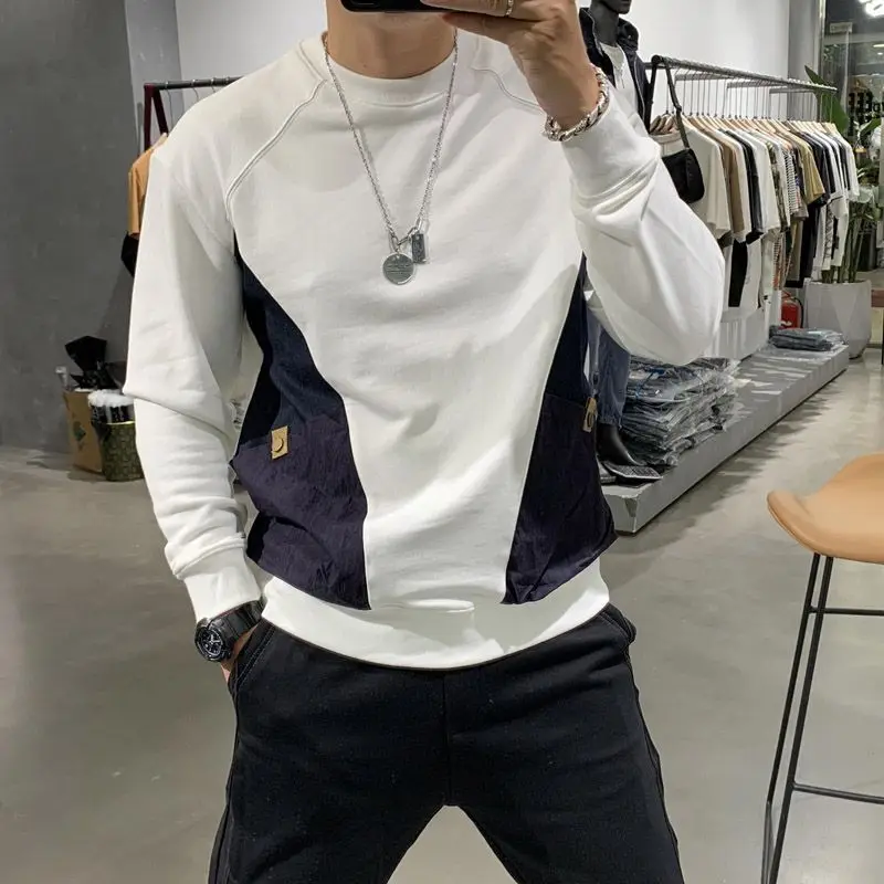 Top Trends: Fashion O-Neck Spliced Pockets Printed T-Shirt Men's Clothing 2022 Autumn New Oversized Casual Tops All-match Korean Tee Shirt Shoppable Styles - Image 3