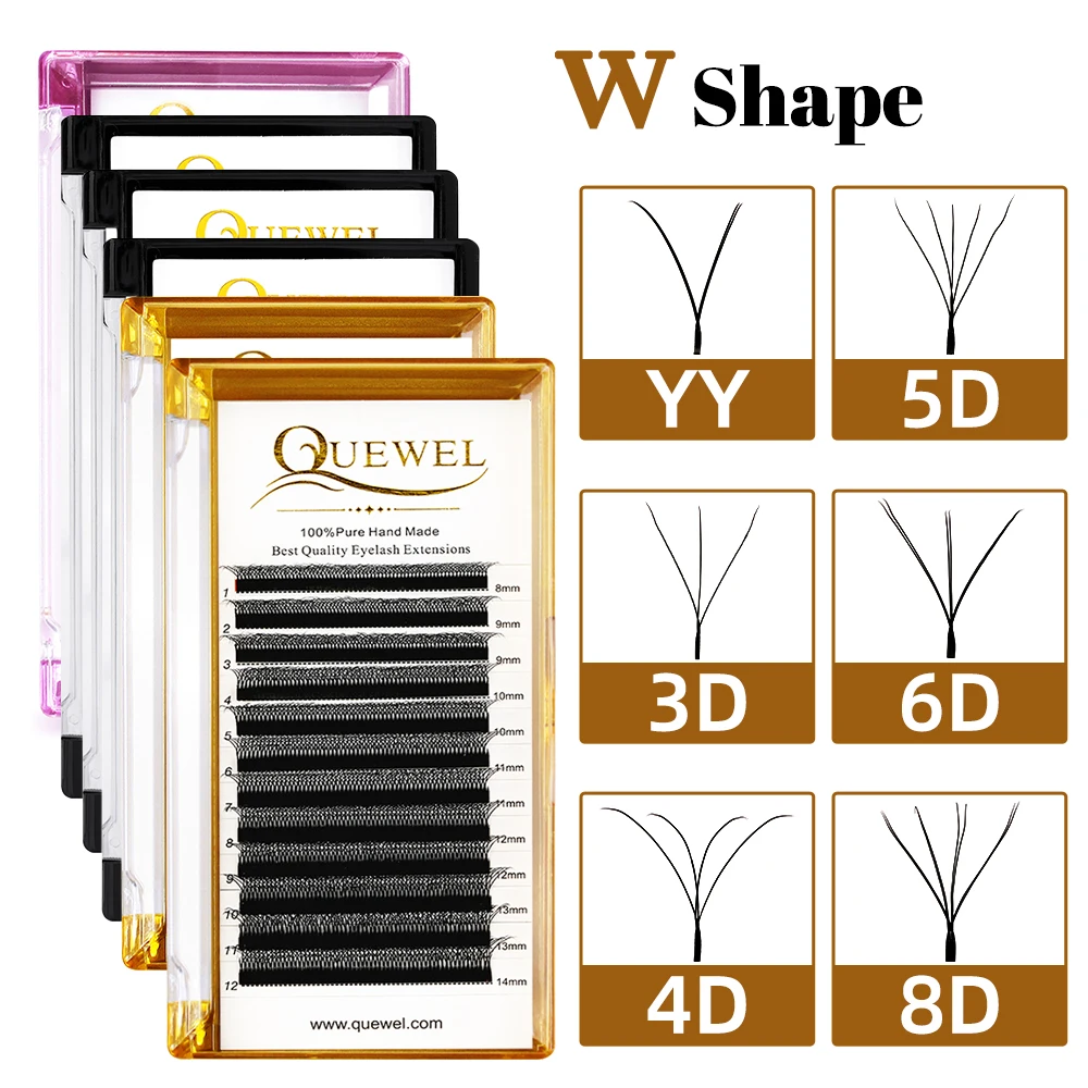 Top Trends: Quewel W Volume Eyelashes 3D 4D 5D 6D Shape Double Tip Eyelash Extensions Fans 8-14mm New False Eye Lash Wholesale Makeup Tool Shoppable Styles