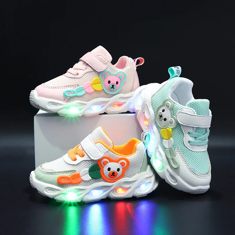 Top Trends: 2023 Summer Children's Single Mesh Shoes Baby Soft Sole Walking Shoes LED Illuminated Hollow Breathable Board Shoes Shoppable Styles