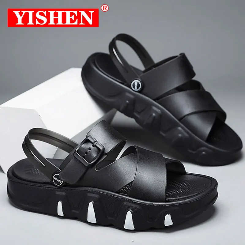 Top Trends: YISHEN Men Sandals Casual Shoes New Trend Stylish Gladiator Sandals Open Toe Platform Outdoor Beach Sandals Chunky Shoes Black Shoppable Styles