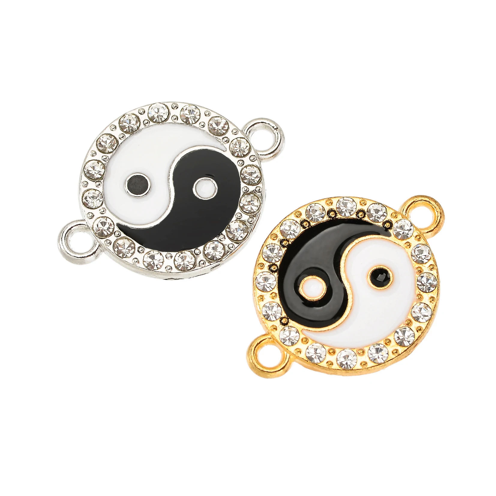 Top Trends: 10Pcs Black And White Enamel Yin-yang Taiji Bagua Connector Charm For Women&#039;s Bracelet Keychain Handmade DIY Jewelry Accessories Shoppable Styles