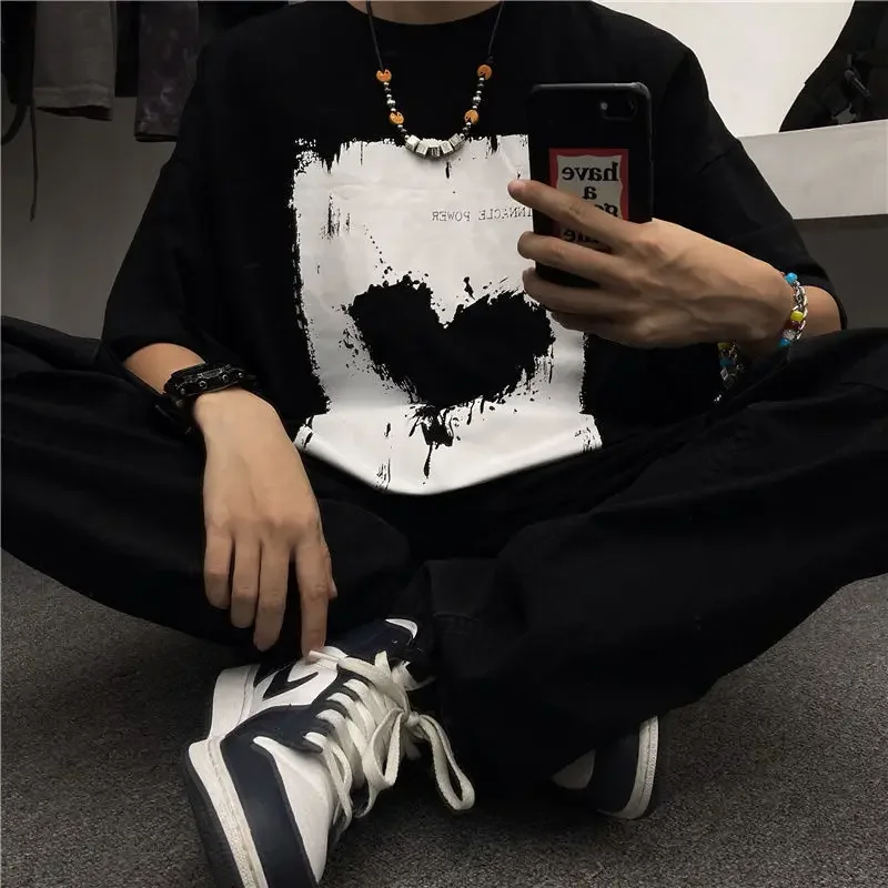 Top Trends: Men T-shirt Summer Dark Tee High Street Gothic Skull Tshirt Loose Oversized Short-sleeved Cotton Tshirt Anime Streetwear Men Top Shoppable Styles