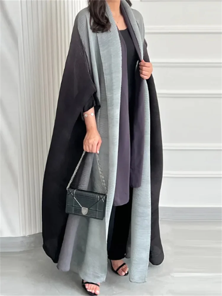 Top Trends: Miyake Gradient Pleated Trench Coat For Women Bat Sleeve Scarf Collar Long Windbreaker Female Fashion Clothing 2023 New Dresses Shoppable Styles