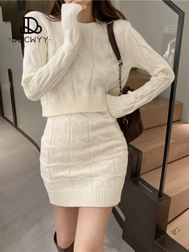 Top Trends: Sets To Dress Casual High Waist Wrapped Hip Short Skirt New Korean Fashion Slim Fit Long Sleeve 2023 Autumn Winter Two Piece Set Shoppable Styles - Image 5