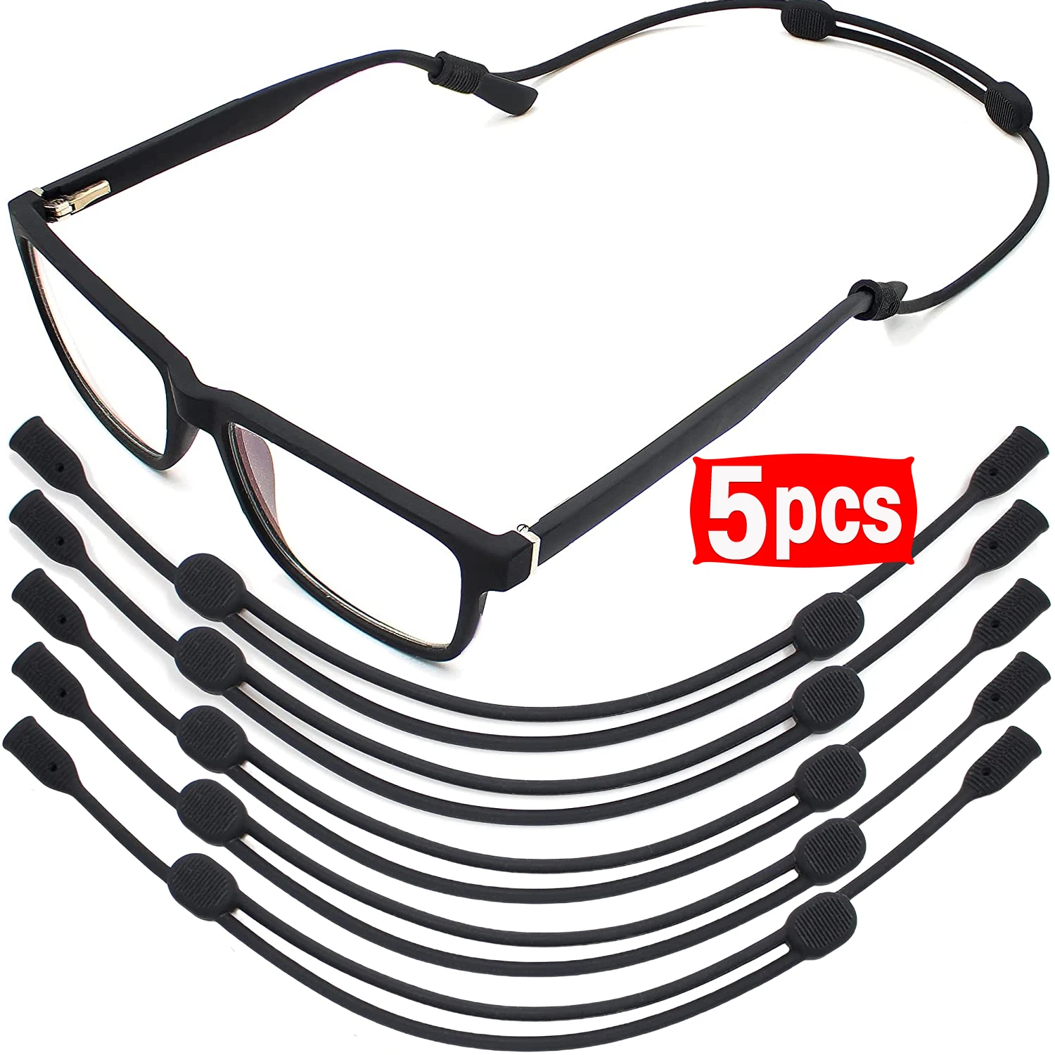 Top Trends: 1 / 5pcd Universal Adjustable Eyewear Retainer Fit Sports Sunglasses Retainer Unisex Strap Safety Glasses Holder Large Round-Head Shoppable Styles