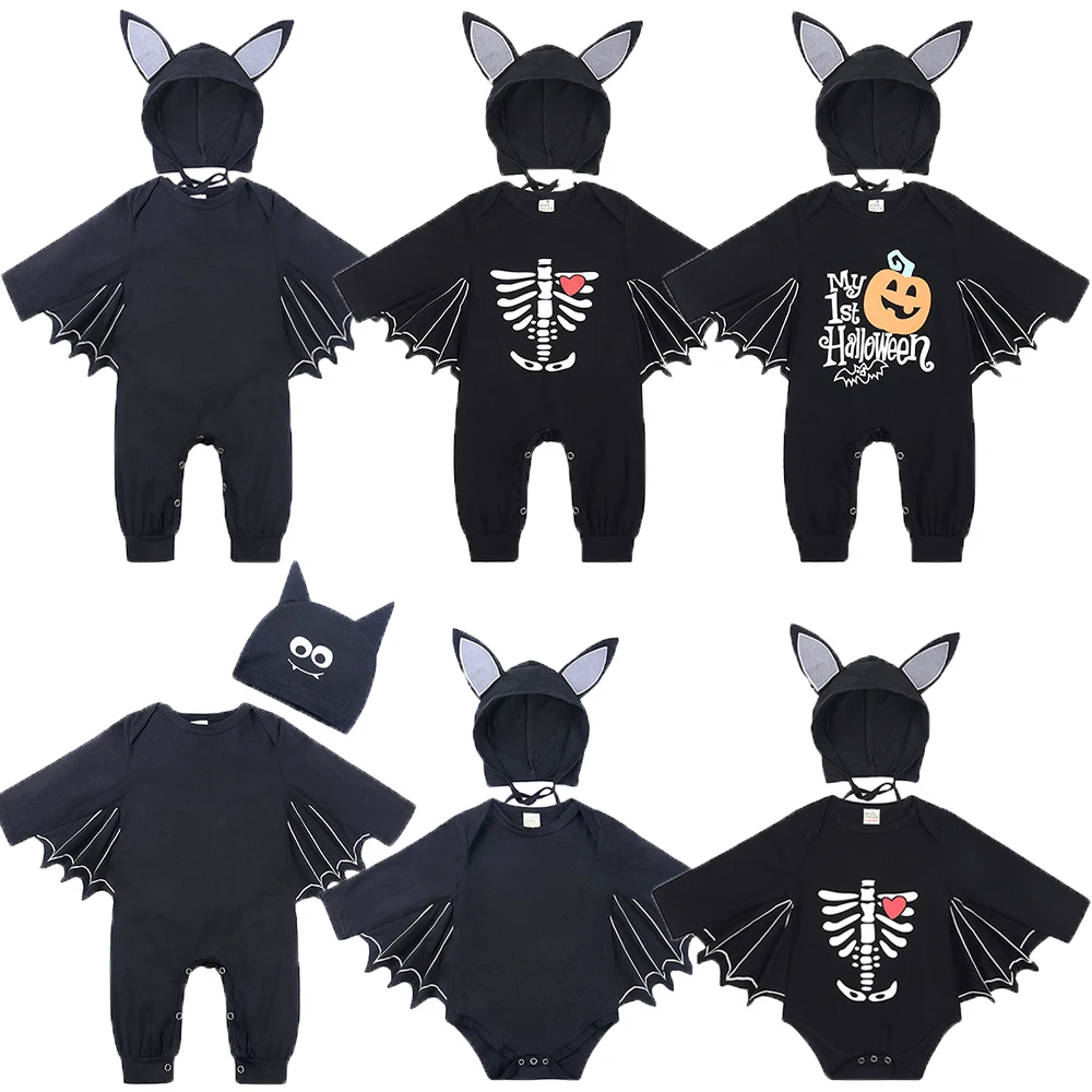 Top Trends: Umorden Unisex Black Bat Costume For Baby Girls Boys Infant Halloween Romper Jumpsuit Bodysuit 2pcs Set 0-24M Cotton Long / Short Shoppable Styles