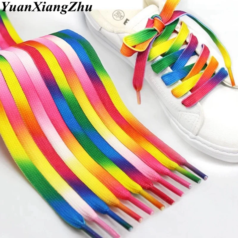 Top Trends: Fashion Colorful Laces Rainbow Shoe Laces Gradient Print Flat Shoelace Casual Chromatic Colour Sneaker Shoelaces 80 / 100 / 120CM Shoppable Styles