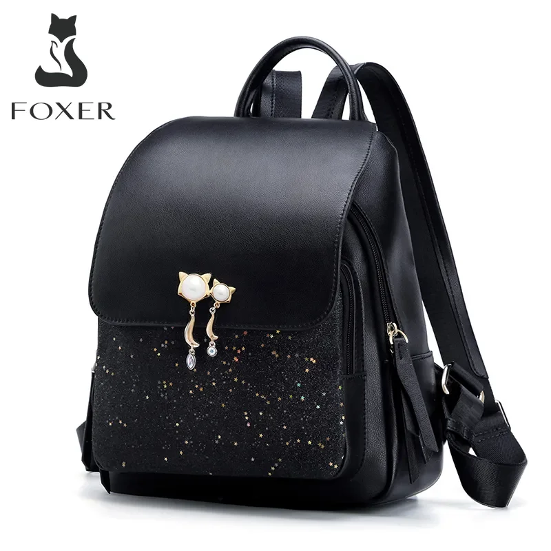 Top Trends: FOXER Brand Women Patchwork Zipper Large Capacity Backpack New Design Female College Bags Teenage Girls School Shoulder Bag Shoppable Styles