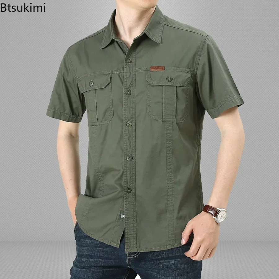 Top Trends: 2024 Summer Men Oversized Shirts Casual Loose Breathable Fashion Cotton Shirts Male Work Cargo Shirts Blouses Men Clothing 5XL Shoppable Styles