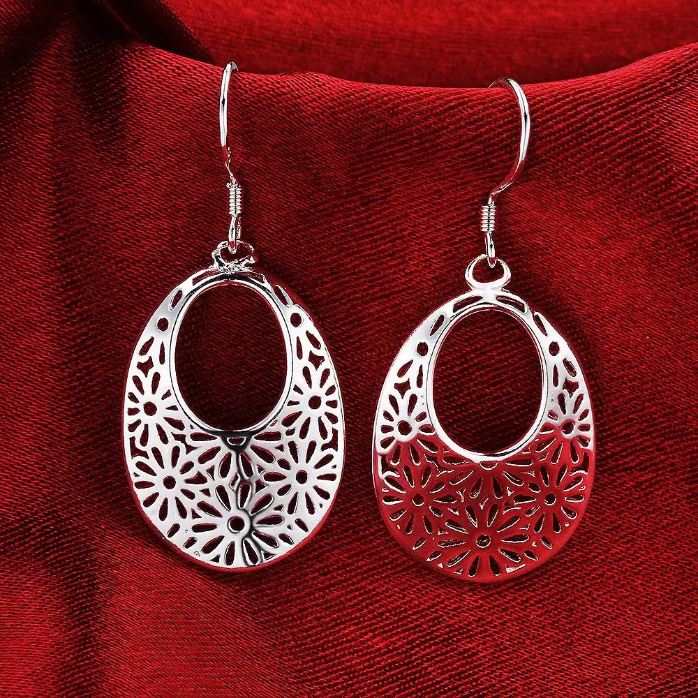 Top Trends: Grace 925 Sterling Silver Carved Oval Earrings For Women Retro Classic Jewelry Fashion Party Wedding Holiday Gifts Shoppable Styles