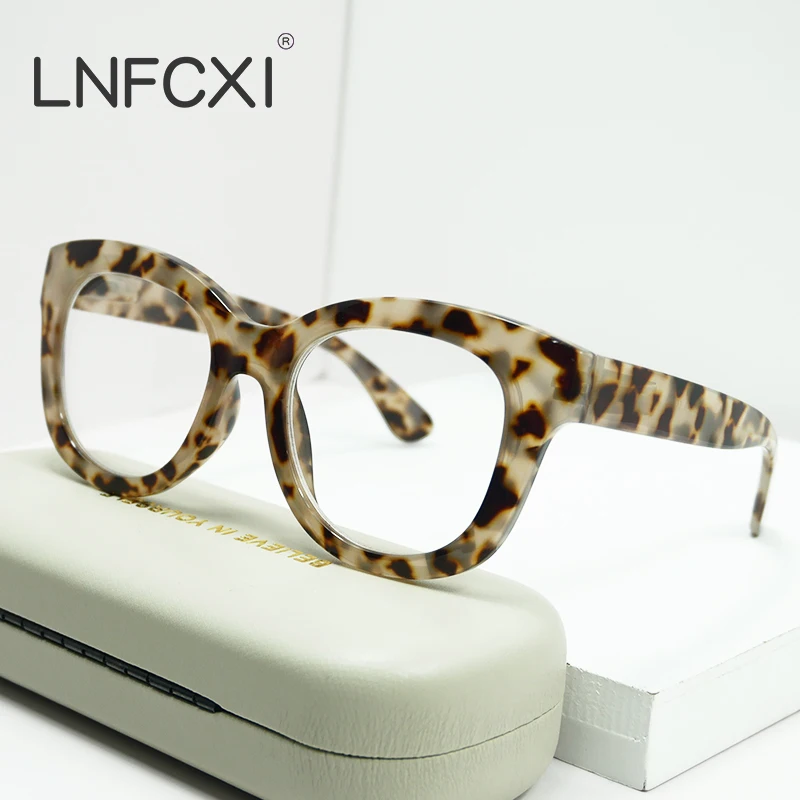 Top Trends: LNFCXI Fashion Square Spring Temples Women Glasses Frame Clear Anti-Blu-Ray Eyewear Retro Men Optical Frame Reading Glasses Shoppable Styles