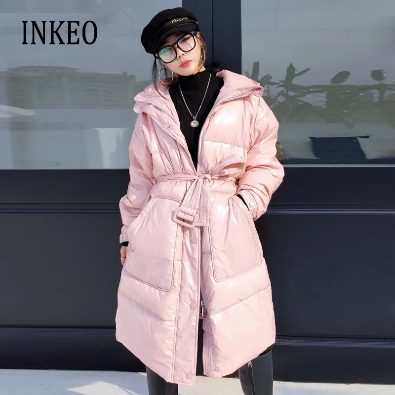 Top Trends: Women Bright Down Jacket Winter New Arrival Hooded Female Long Outwear Oversized Fashion Thick Warm Coat Chic Cheap INKEO 9O117 Shoppable Styles