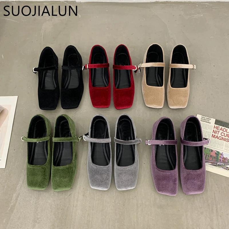 Top Trends: SUOJIALUN 2023 Spring New Women Flat Shoes Square Toe Shallow Buckle Ladies Elegant Sole Ballte Shoes Casual Loafers Shoes Shoppable Styles