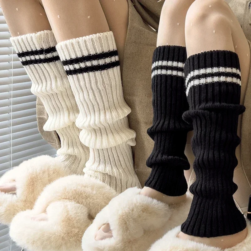 Top Trends: Y2K Women's Striped Leg Warmers Knitted Stripe Cute Warm Foot Sleeve Socks Leggings Japanese Sweets Winter Autumn Socks Stocking Shoppable Styles