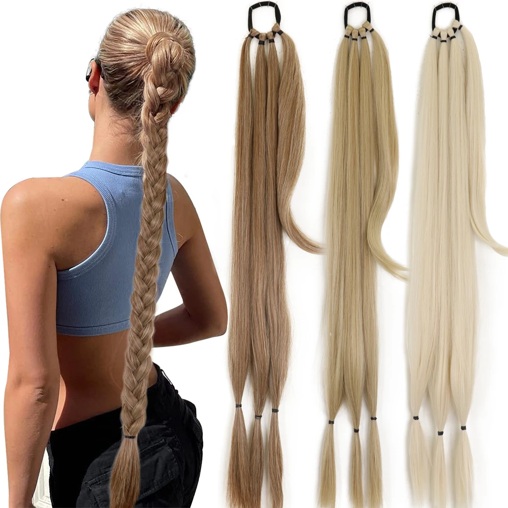 Top Trends: 34&quot; Extra Long Ponytail With Hair Tie Synthetic Braid Ponytail Extension Natural Black Hair Straight Fake Hair DIY Braided Shoppable Styles