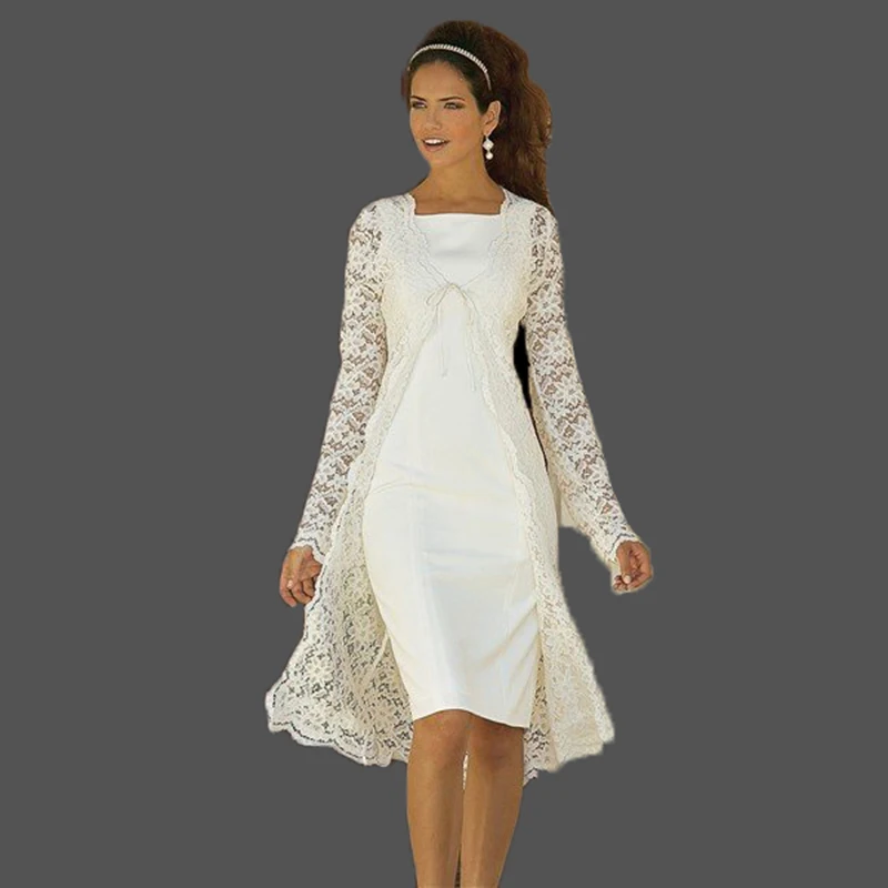 Top Trends: Elegant Lace Mother Of Bridal Dress With Jacket Long Sleeves Satin Women Formal Evening Party Wedding Vestidos Latest Fashion Shoppable Styles