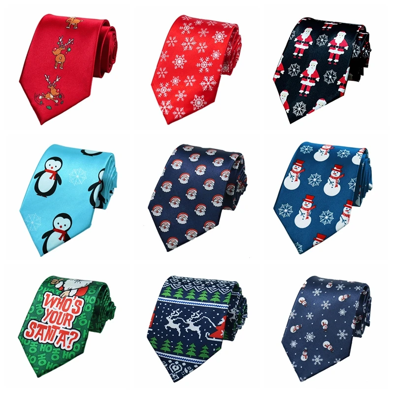 Top Trends: HUISHI 8cm Men&#039;s Christmas Tie High-density Blue Green Christmas Tree Elk Snowman Printed Neckties Celebration Party Anime Ties Shoppable Styles