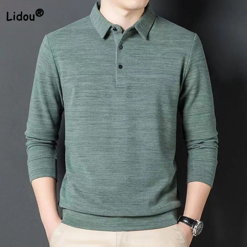 Top Trends: Casual Comfortable Male Clothes Solid Polo-Neck Shirt Autumn Winter Business Office Simplicity Long Sleeve All-match T-shirt Shoppable Styles