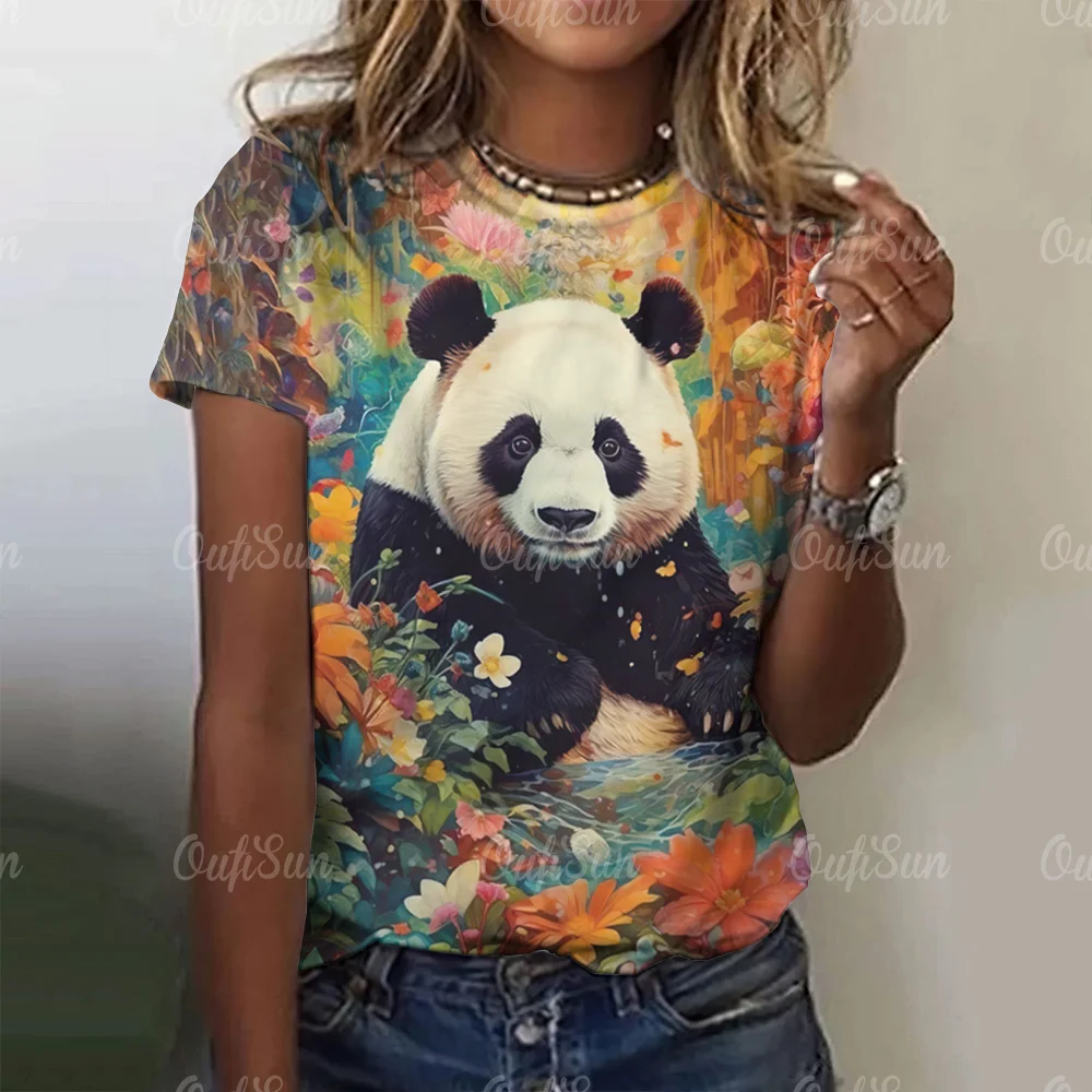 Top Trends: Kawaii Vintage Anime Panda Print T Shirt Funny Women Summer Casual Short Sleeve Tshirts Female Loose Tops Ropa Y2k Hombre Tees Shoppable Styles - Image 4