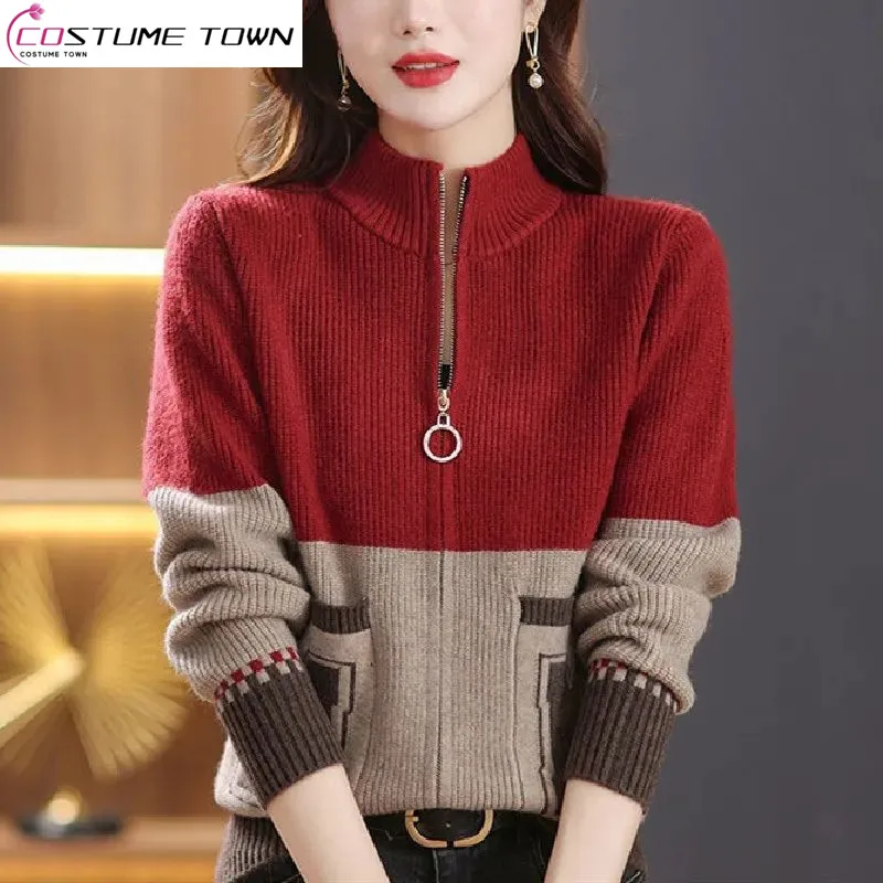 Top Trends: Fashion Knitted Cardigan Sweater 2023 Spring And Autumn New Korean Version Casual Standing Neck Zipper Sweater Coat Women Shoppable Styles