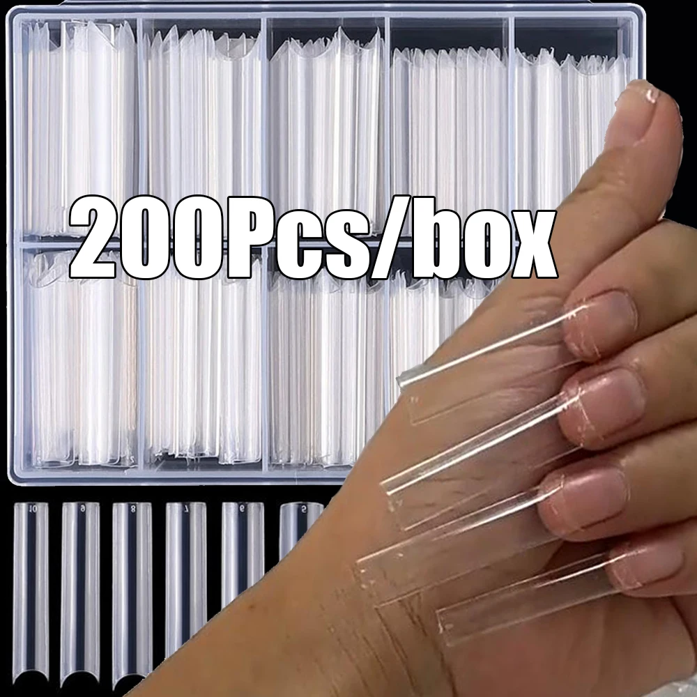 Top Trends: 200PCS / Box Extra Long False Nail Tips Clear / Natural (3.8-4.5)cm Coffin Fake Tip XXL Straight Square Half Cover Nail Tips &amp;*&amp; Shoppable Styles