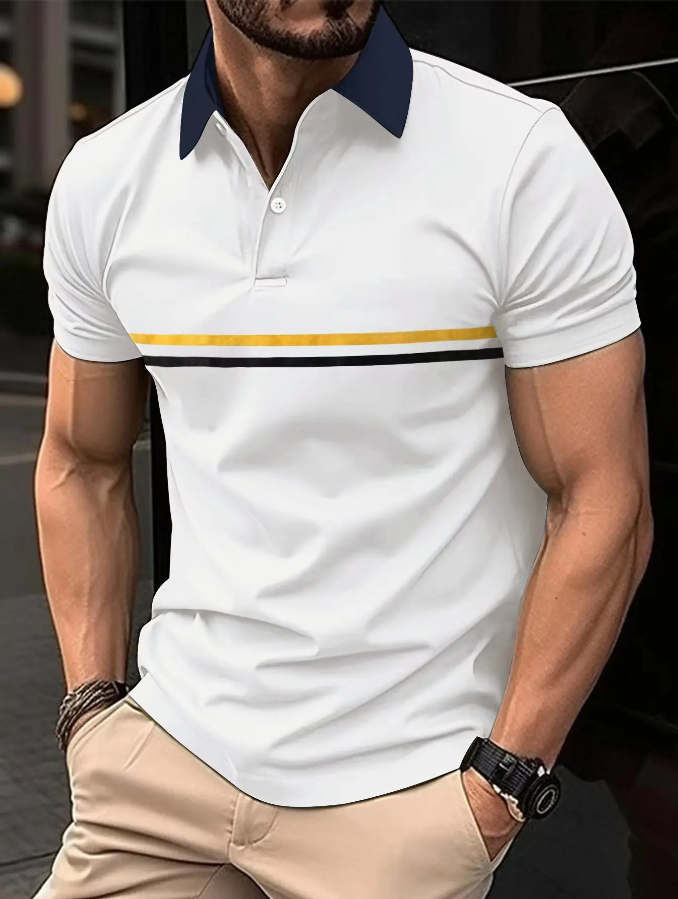 Top Trends: Men's Lapel Pull POLO Shirt Summer Solid Color Short-sleeved Top T-shirt Shads Slim Business Mens Clothing Shoppable Styles