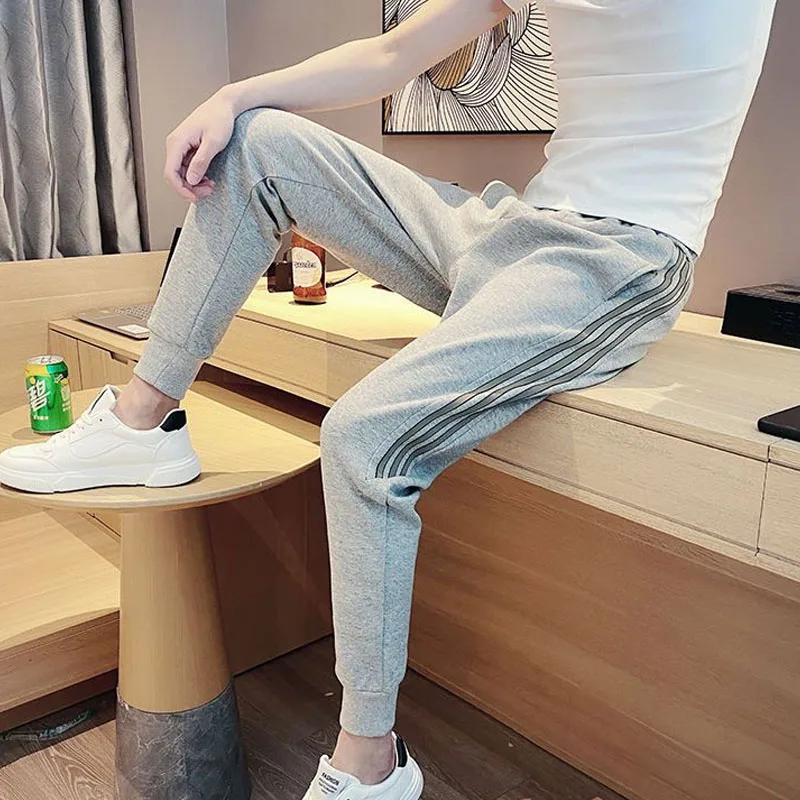 Top Trends: New Autumn Fashion Brand Stripe Leggings Korean Version Versatile And Handsome Spliced Slim Fit Men's Sports And Casual Pants Shoppable Styles