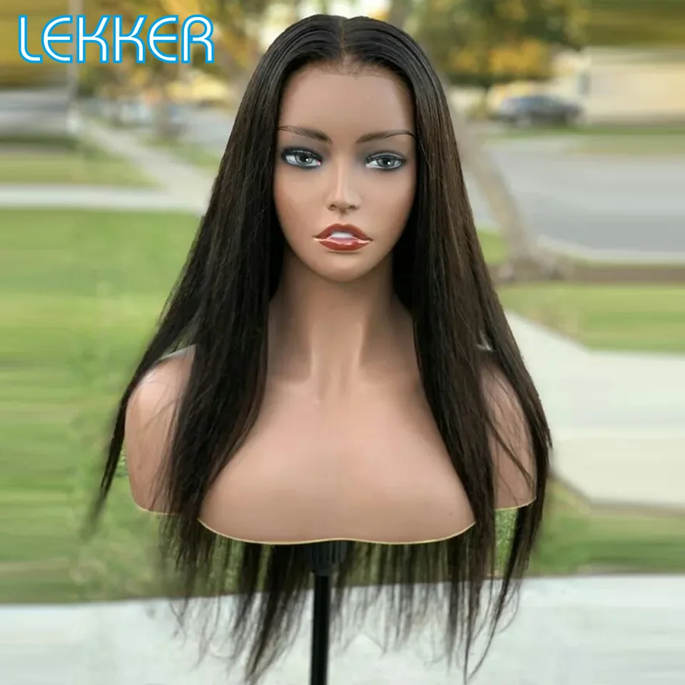 Top Trends: Lekker Wear To Go Bone Straight 4x4 Closure Lace Human Hair Wigs For Women Glueless Brazilian Remy Natural Black Hair T Lace Wig Shoppable Styles