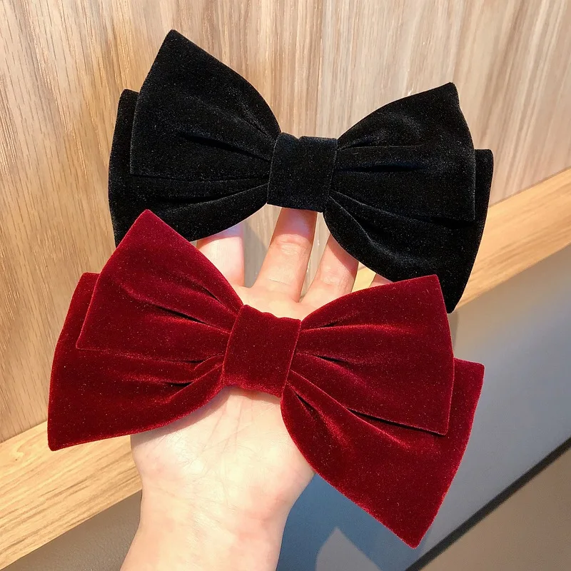 Top Trends: Velvet Romantic Bow-knot Hair Clips Women Girls Children Princess Bow Tie Hairpins Large Bows Headband Female Hair Accessories Shoppable Styles