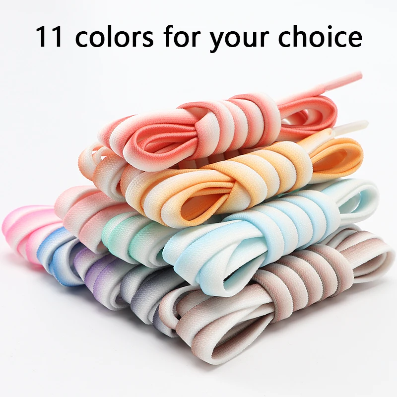 Top Trends: Gradient Elastic Laces Sneakers No Tie Shoe Laces Flat Canvas Shoelaces Without Ties Colorful Rubber Bands Shoelace Women Men Shoppable Styles